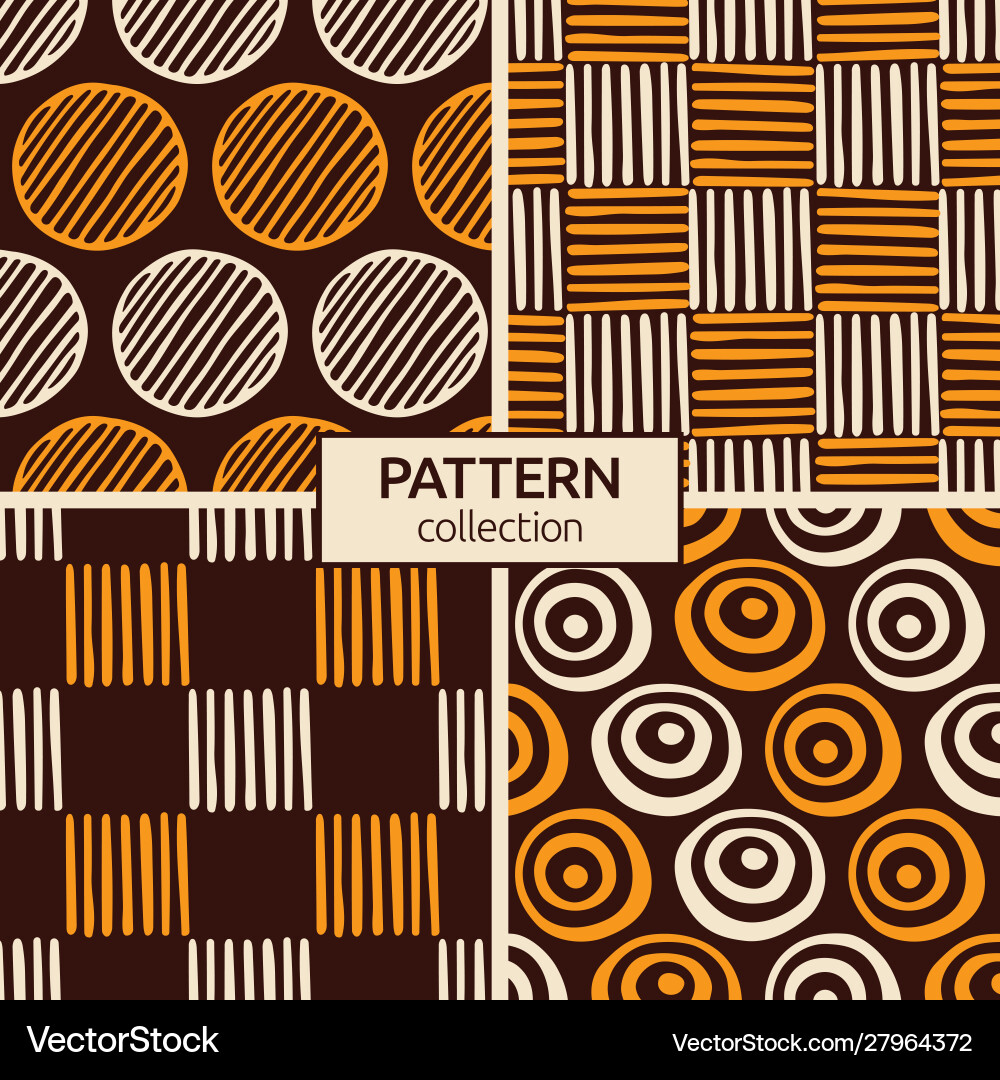 Set four abstract seamless patterns hand Vector Image