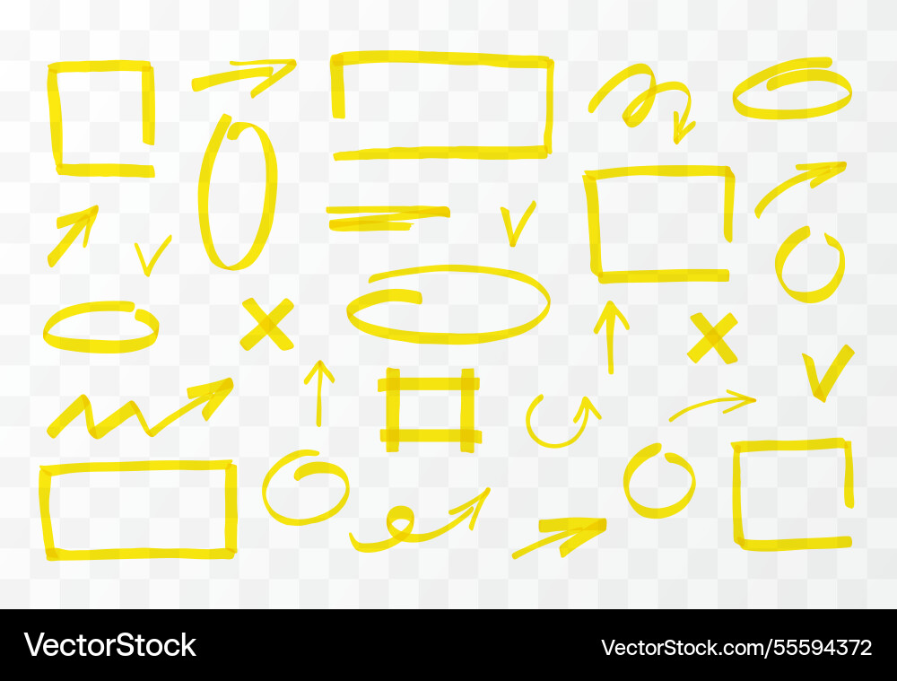 Set of marker arrows squares lines Set of marker arrows squares lines vector image