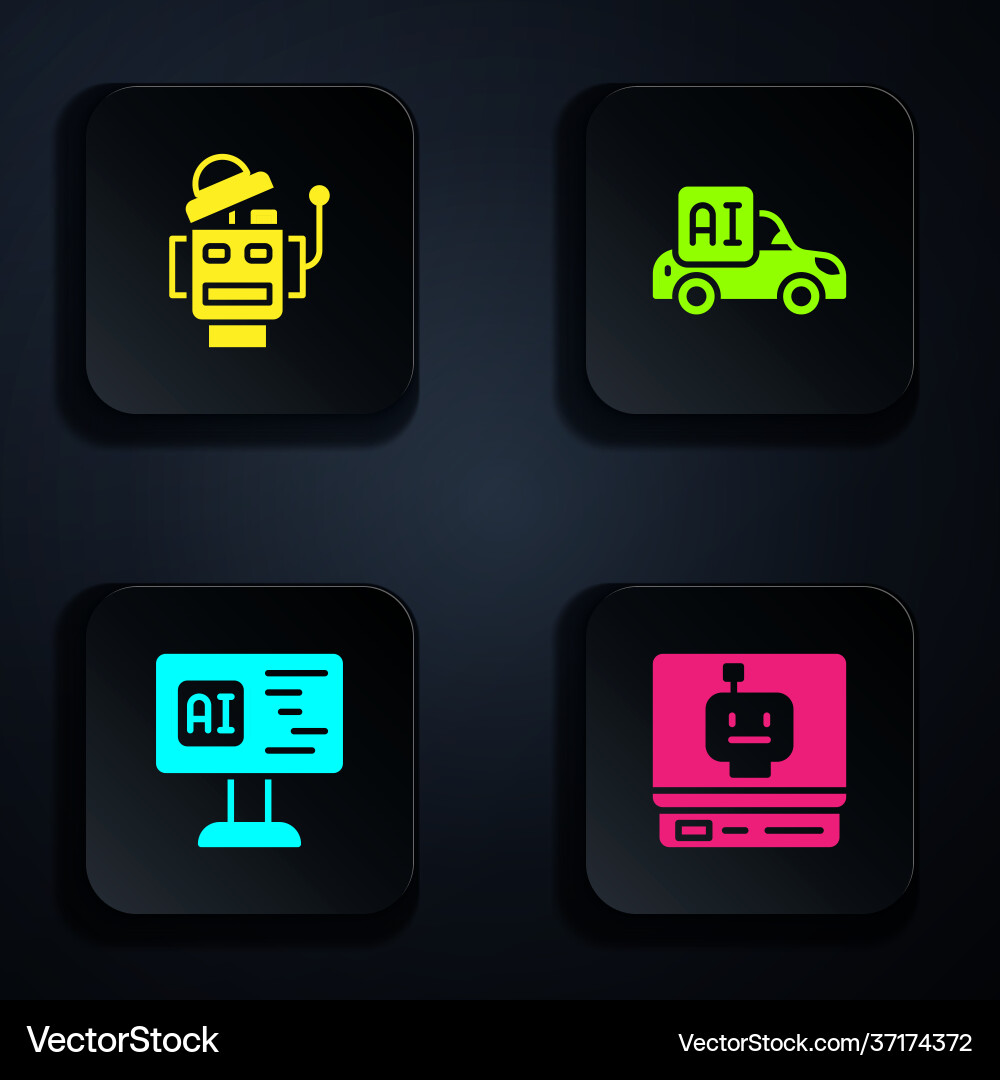 Set robot software and autonomous smart car Set robot software and autonomous smart car vector image