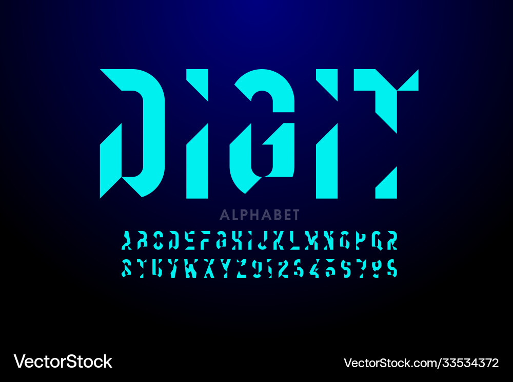 Technology style font Technology style font vector image