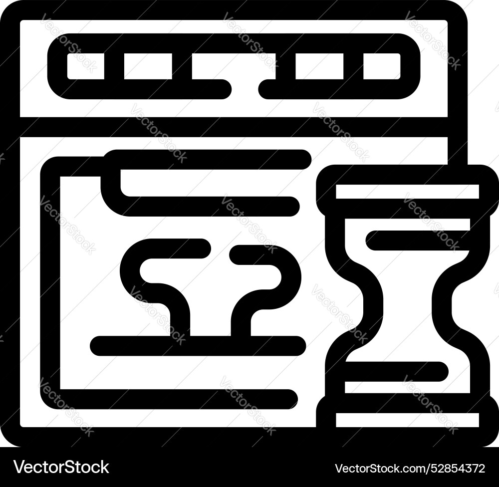 Website code taking time to load with hourglass Website code taking time to load with hourglass vector image