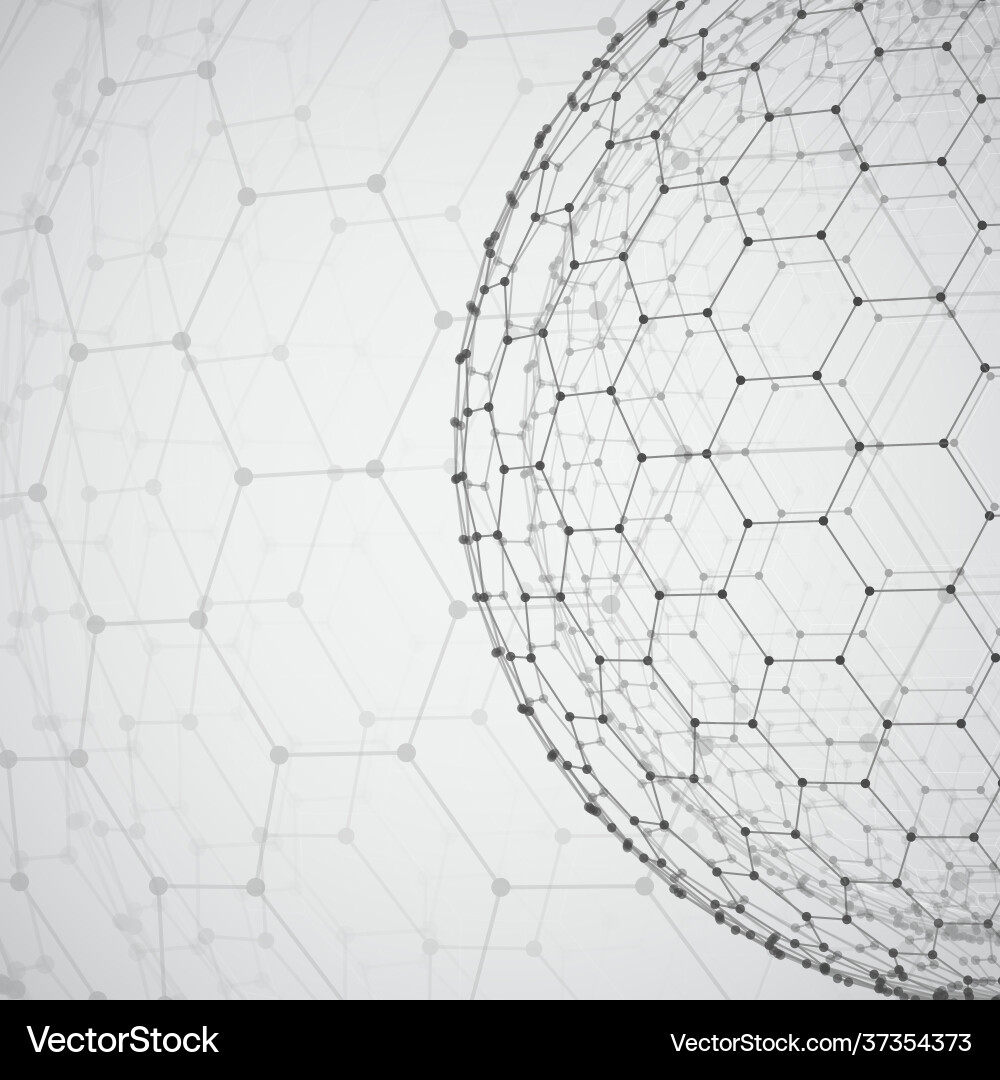 3d object from a hexagon grid with dots stylish vector image