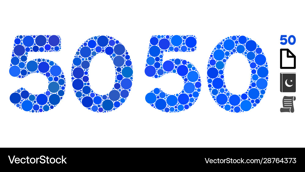 50 digits text composition icon circles vector image