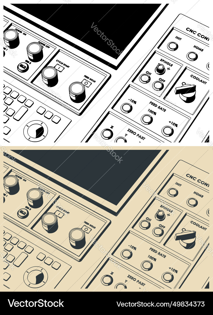 Cnc control panel close-up vector image