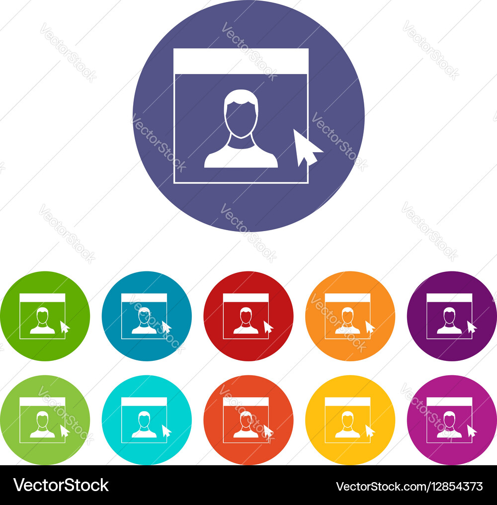 Cursor point man on monitor set icons vector image