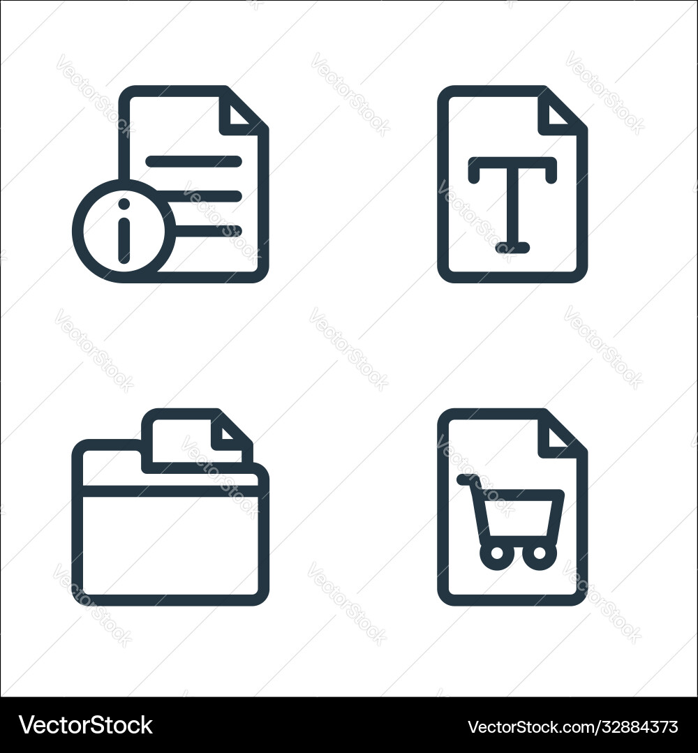 Document and files line icons linear set quality vector image