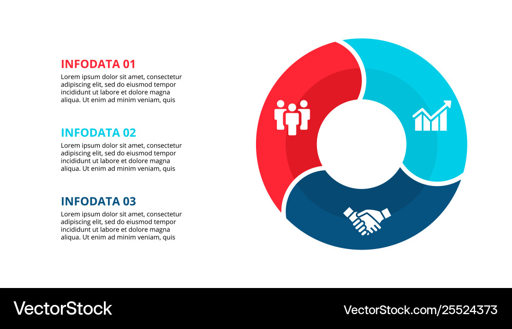 Flat circle element for infographic with 3 Flat circle element for infographic with 3 vector image