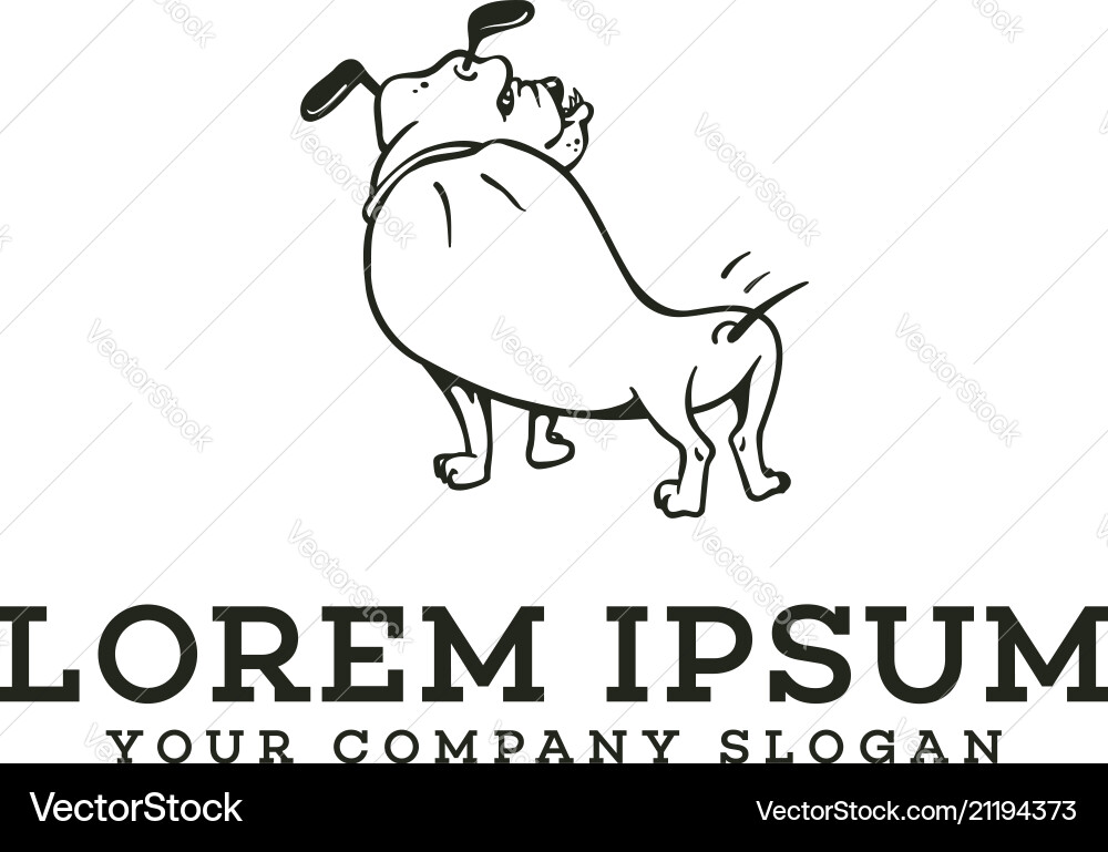Funny bull dog logo pet design concept vector image