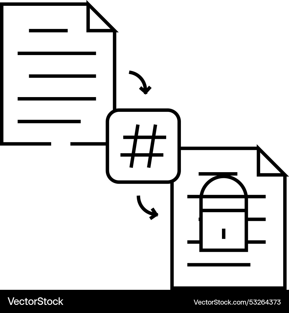 Hashing algorithm line icon Hashing algorithm line icon vector image