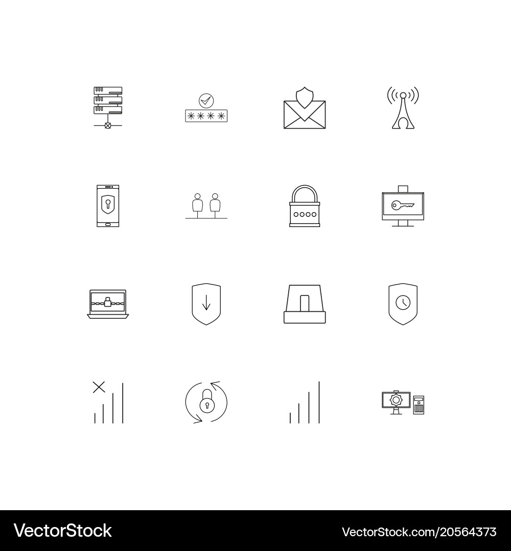 Internet security simple linear icons set vector image