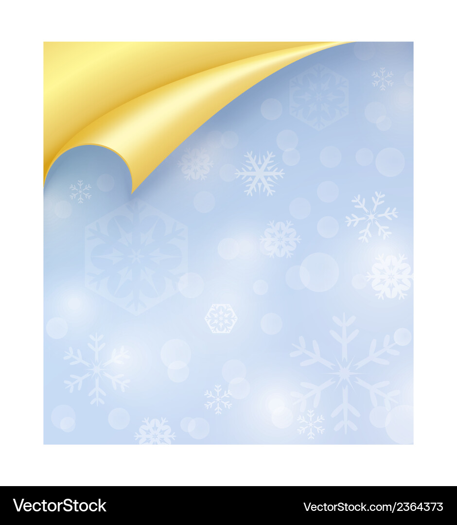 Light blue paper with snowflake texture and curled Vector Image