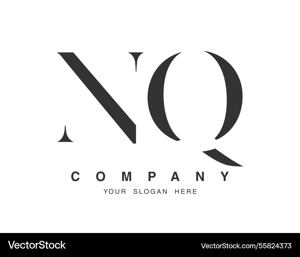 Nq logo design initial letter n and q serif font Vector Image