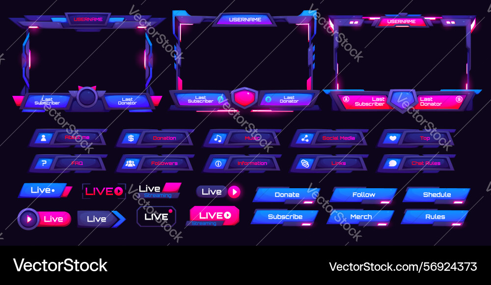Overlay neon game interface screen panel frames – Royalty-Free Vector ...