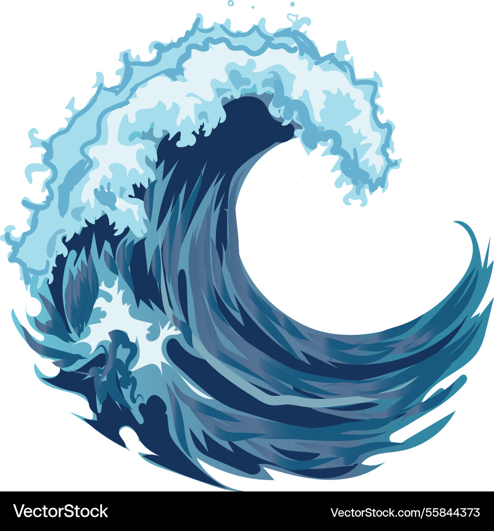 Powerful ocean wave with crashing foam Royalty Free Vector