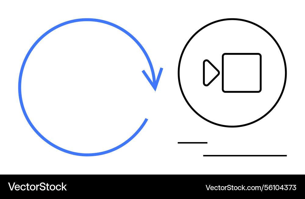 Reload symbol with video play button for media Reload symbol with video play button for media vector image