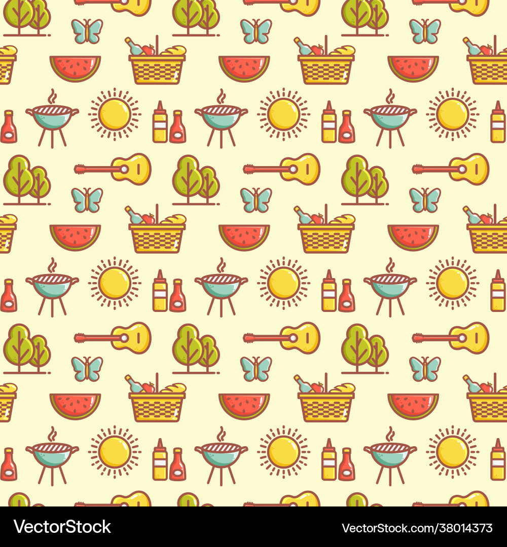 Seamless picnic pattern summer outdoor recreation Seamless picnic pattern summer outdoor recreation vector image