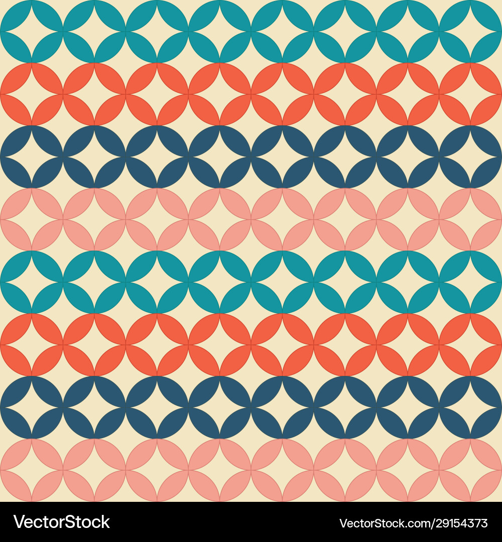 Seamless retro pattern intersecting circles vector image