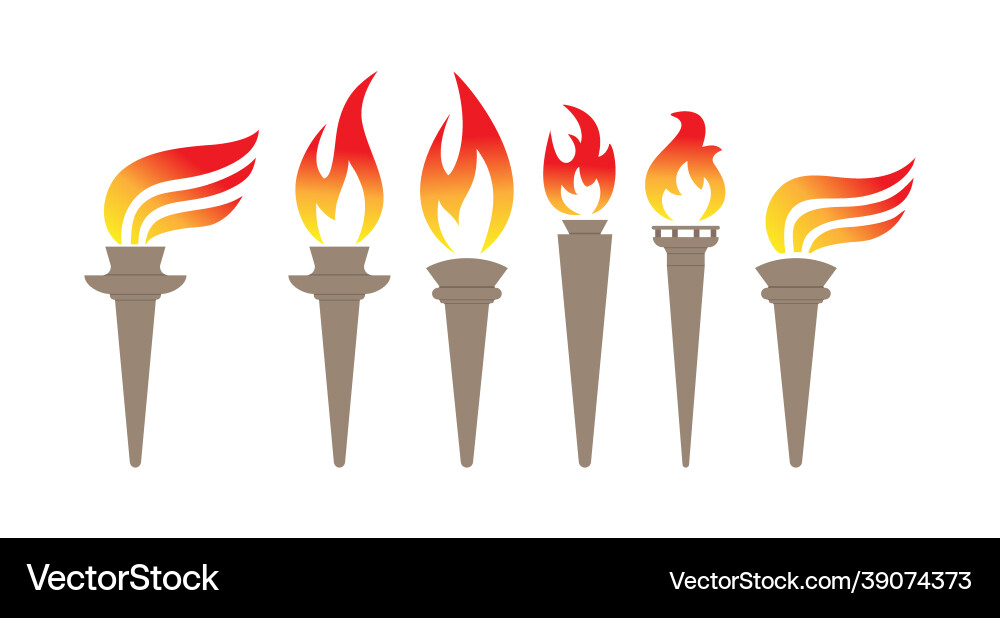 Set of colored torch icons image for logos vector image