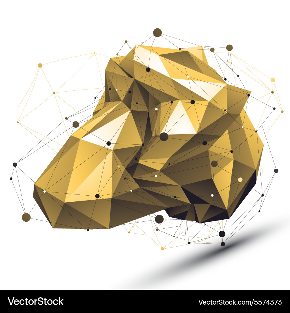 Spatial technological shape with wire mesh vector image