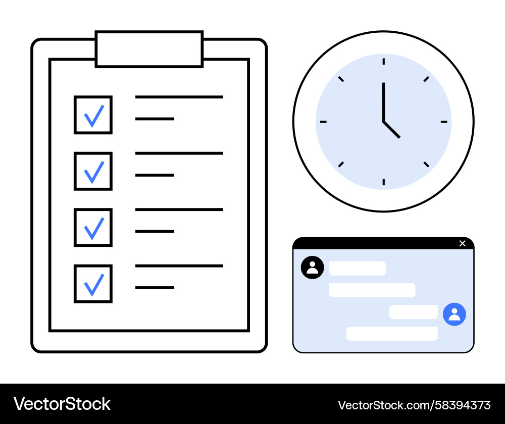Task Management Chat with Checklist Vector Image