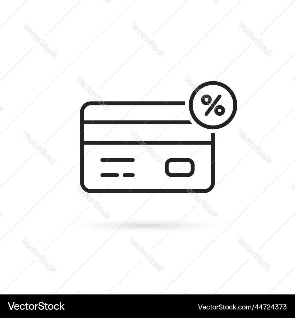 Thin line credit card with like discount Thin line credit card with like discount vector image