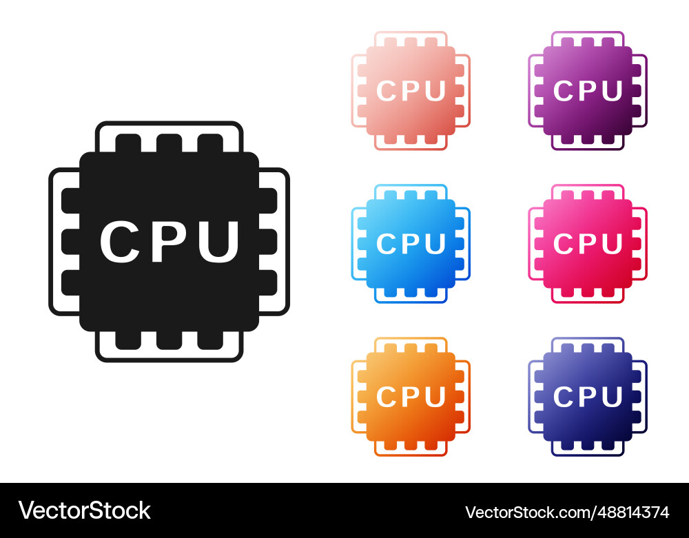 Black computer processor with microcircuits cpu Vector Image