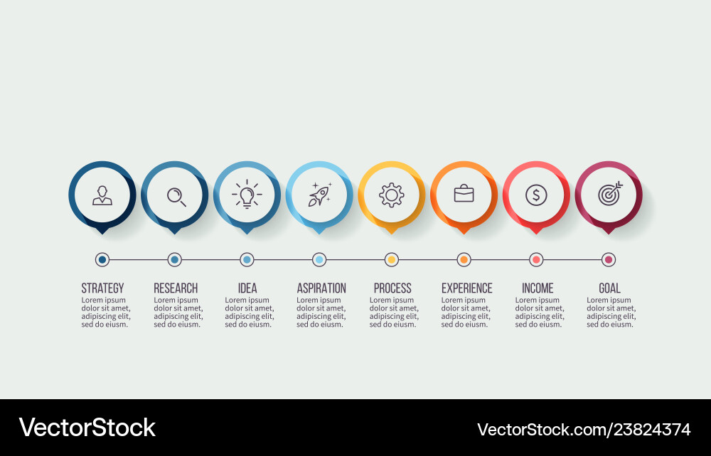 Business Infografiken Timeline mit 8 Schritten Business Infografiken Timeline mit 8 Schritten vektorbild