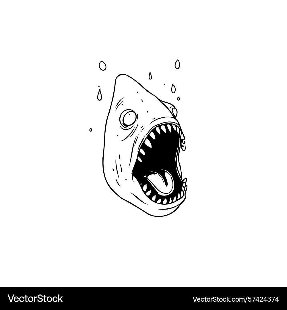 Disturbing and weird fish with sharp teeth open Vector Image