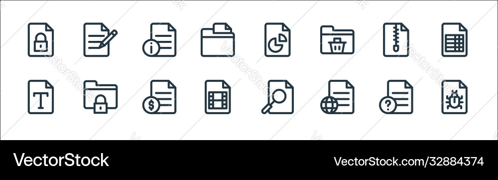 Document and files line icons linear set quality Document and files line icons linear set quality vector image