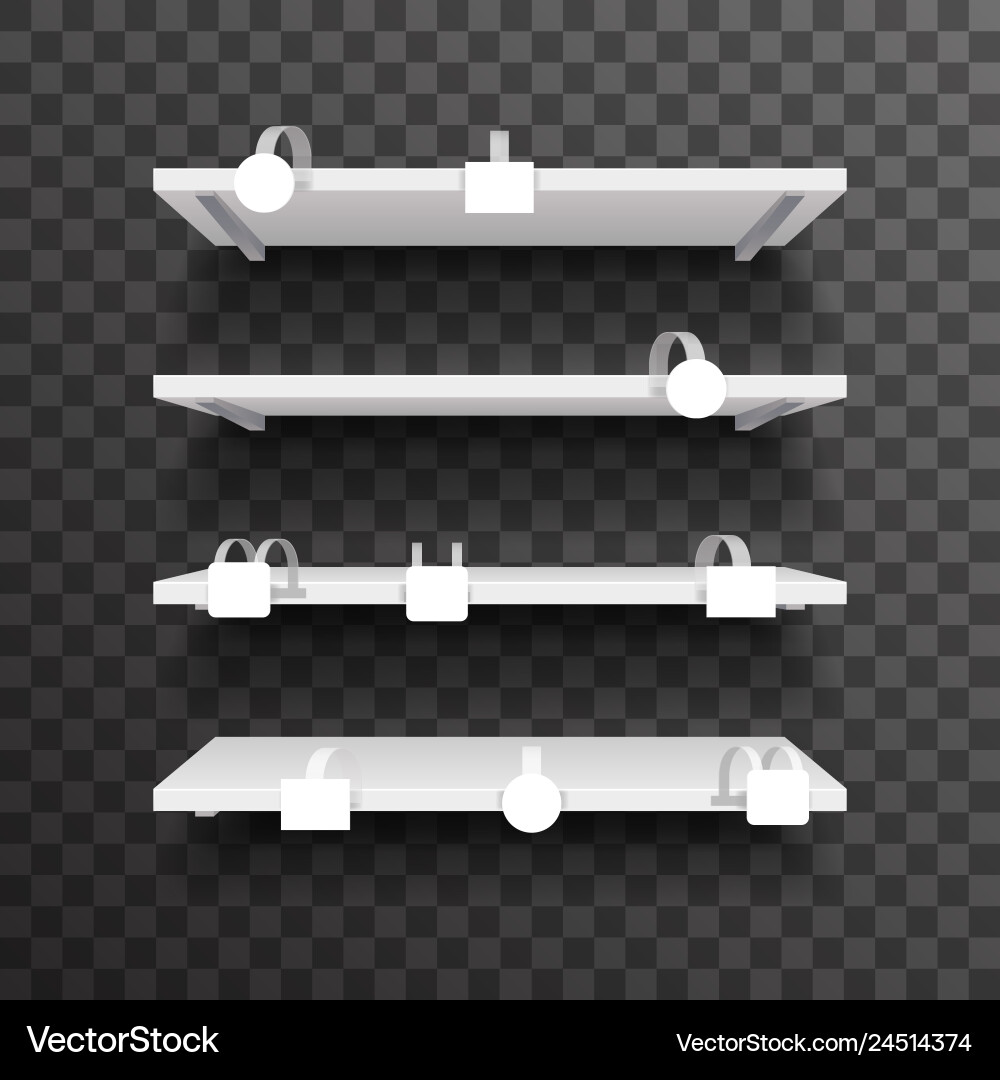 Empty White Shelf Display Vector Image