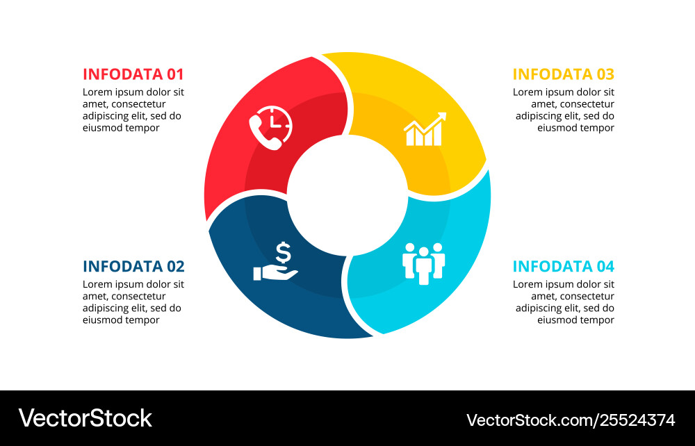 Flat circle element for infographic with 4 Flat circle element for infographic with 4 vector image