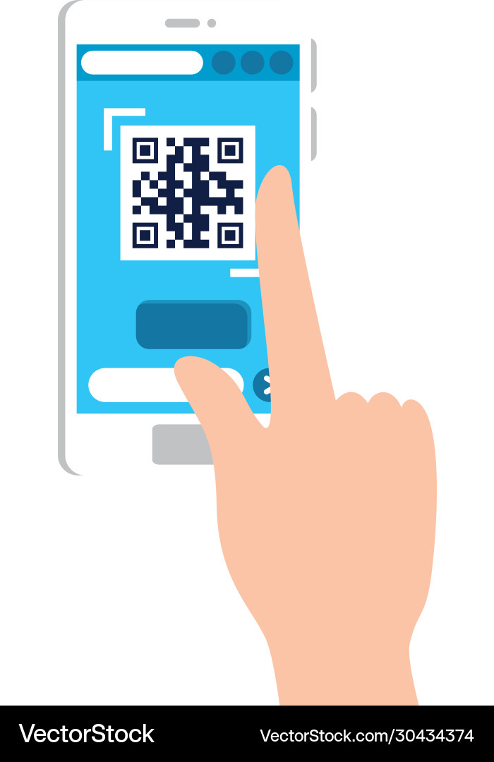 Hand and qr code inside smartphone design Vector Image