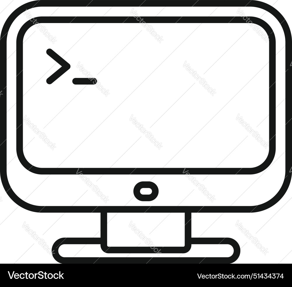 Minimalist computer terminal line icon Minimalist computer terminal line icon vector image