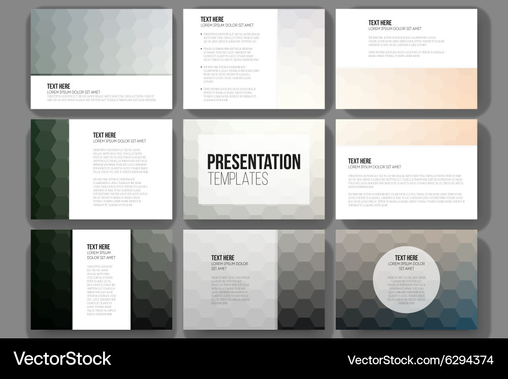 Set of 9 templates for presentation slides vector image