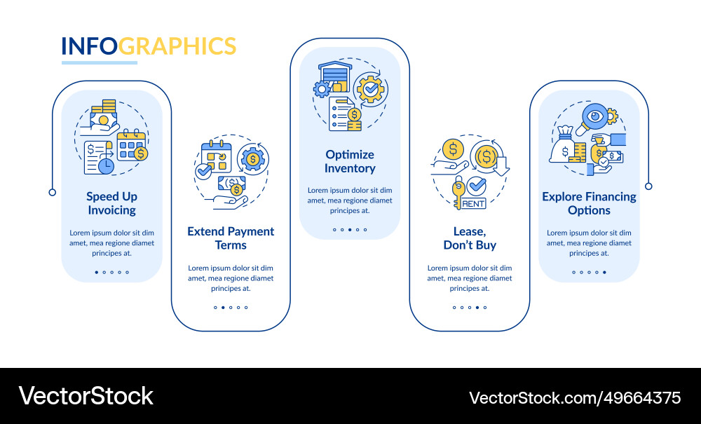 2d cash flow layout with simple linear icons 2d cash flow layout with simple linear icons vector image