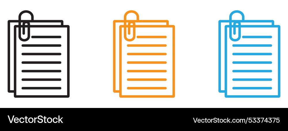 Attach document icon thin line set Attach document icon thin line set vector image
