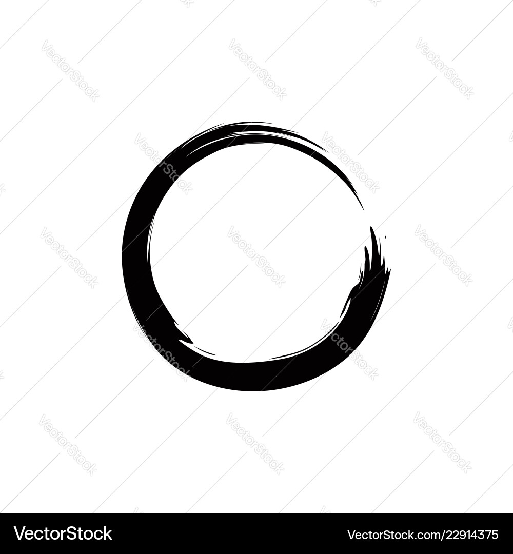 Black zen circle watercolor logo sign icon Vector Image