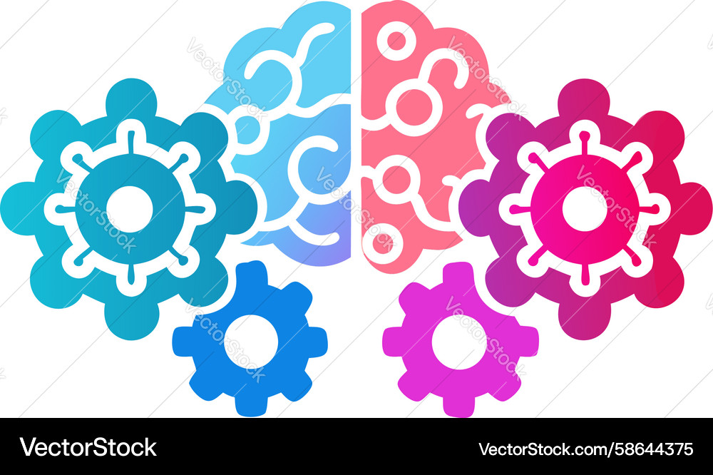 Brain with Gears - Cognitive Function Vector Image