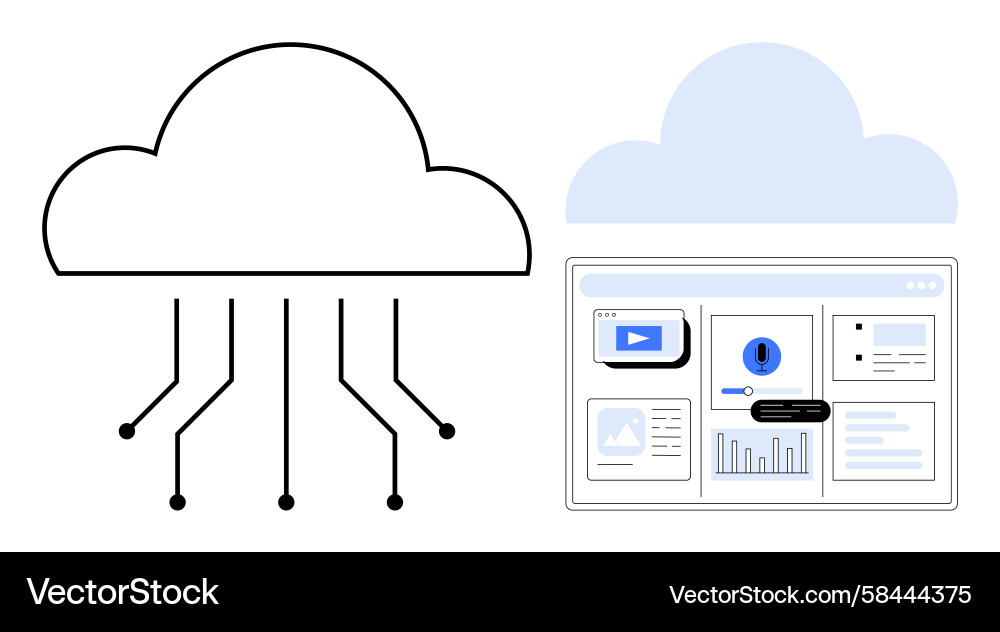 Cloud Data & Analytics Network Vector Image