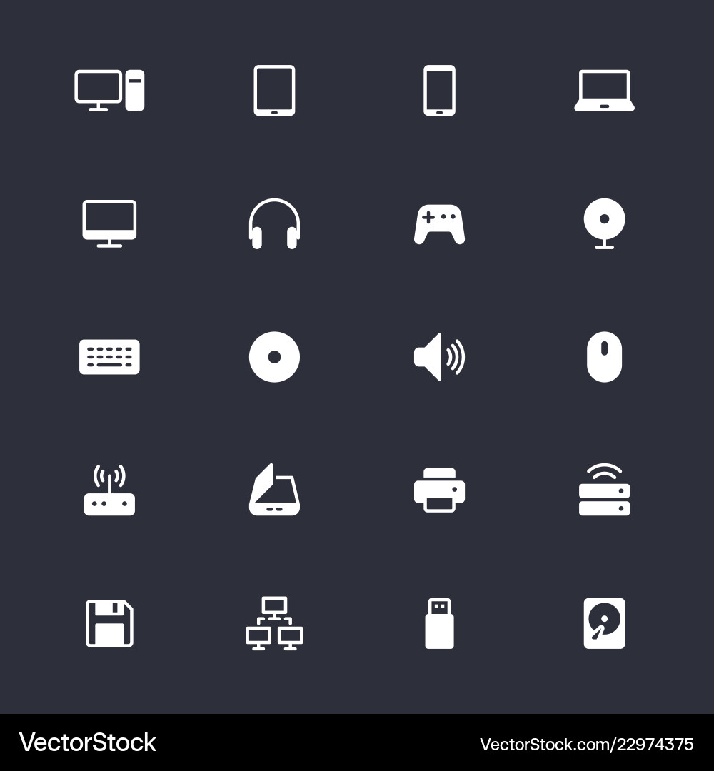 Computer Icon Set - Digital Tools Vector Image