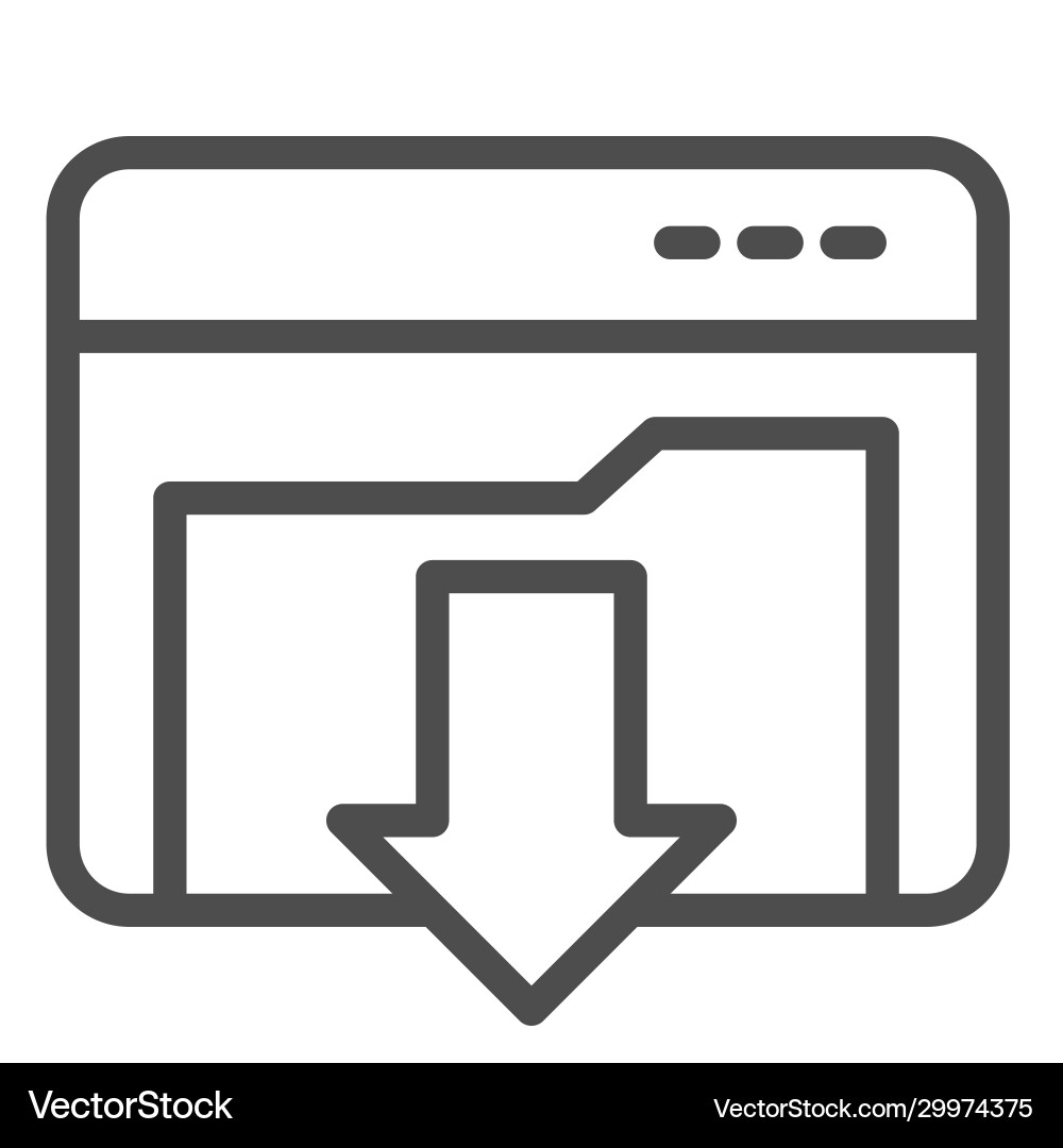 Downloads folder line icon computer directory Downloads folder line icon computer directory vector image