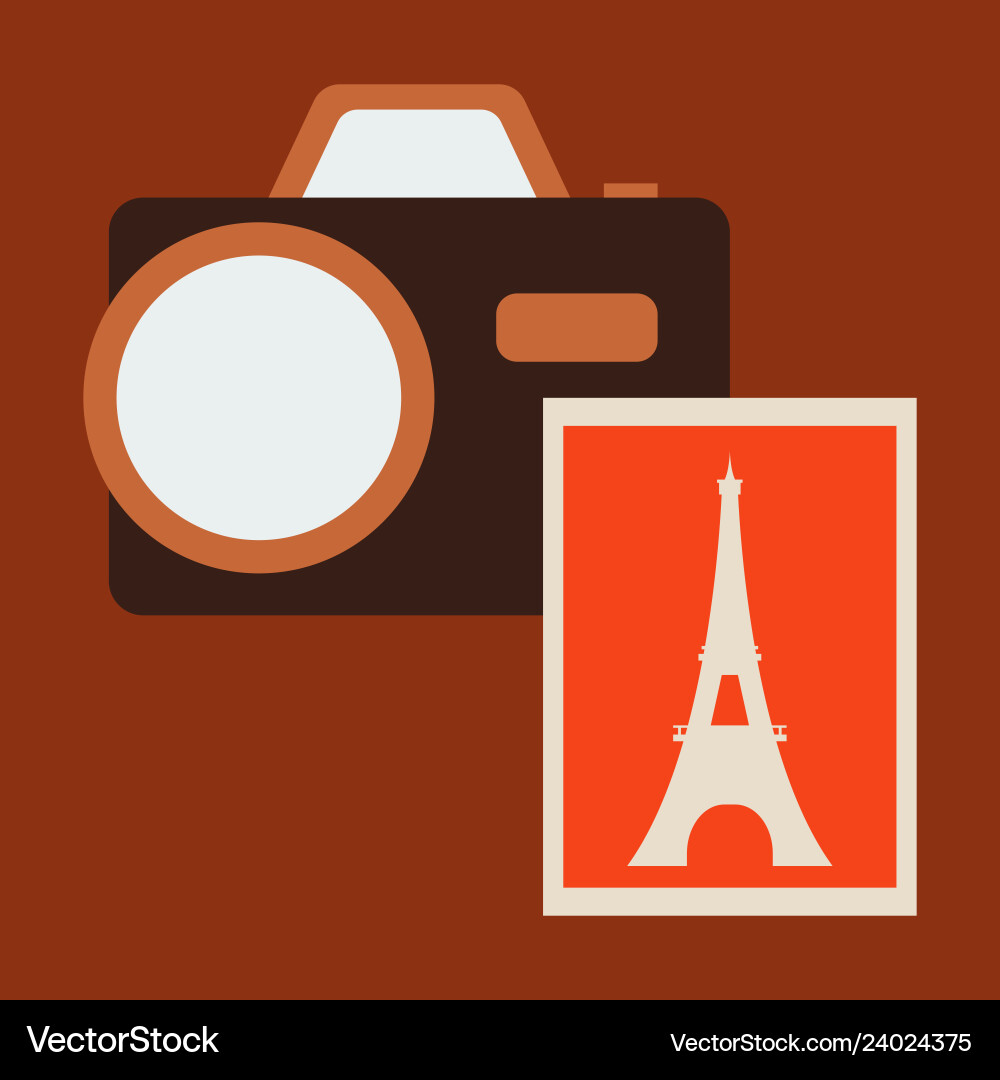Eiffel tower with photo camera Vector Image