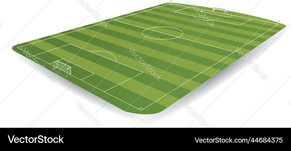 Empty soccer field in perspective with 3d Vector Image