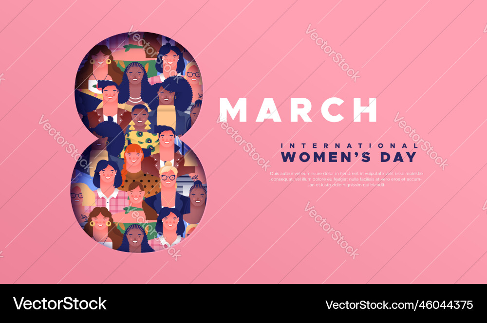 Internationale Frauen Tag 8 März cutout vielfältig Internationale Frauen Tag 8 März cutout vielfältig vektorbild