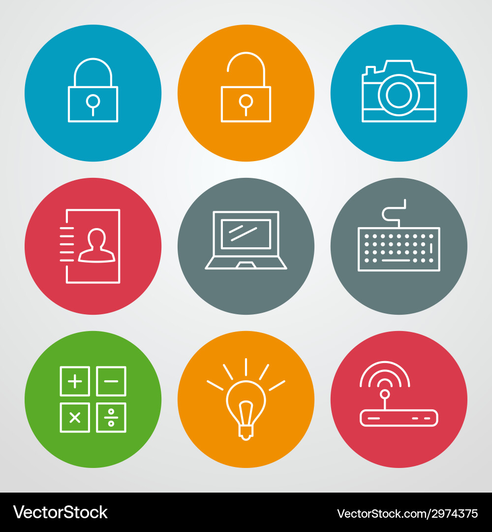 Line icons set for web site design and mobile apps Vector Image