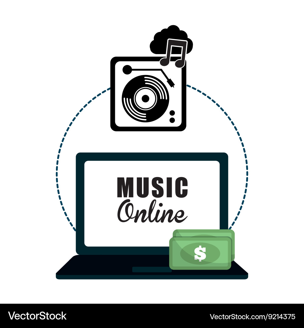 Musik Design Online-Ikone isoliert Vektorbild