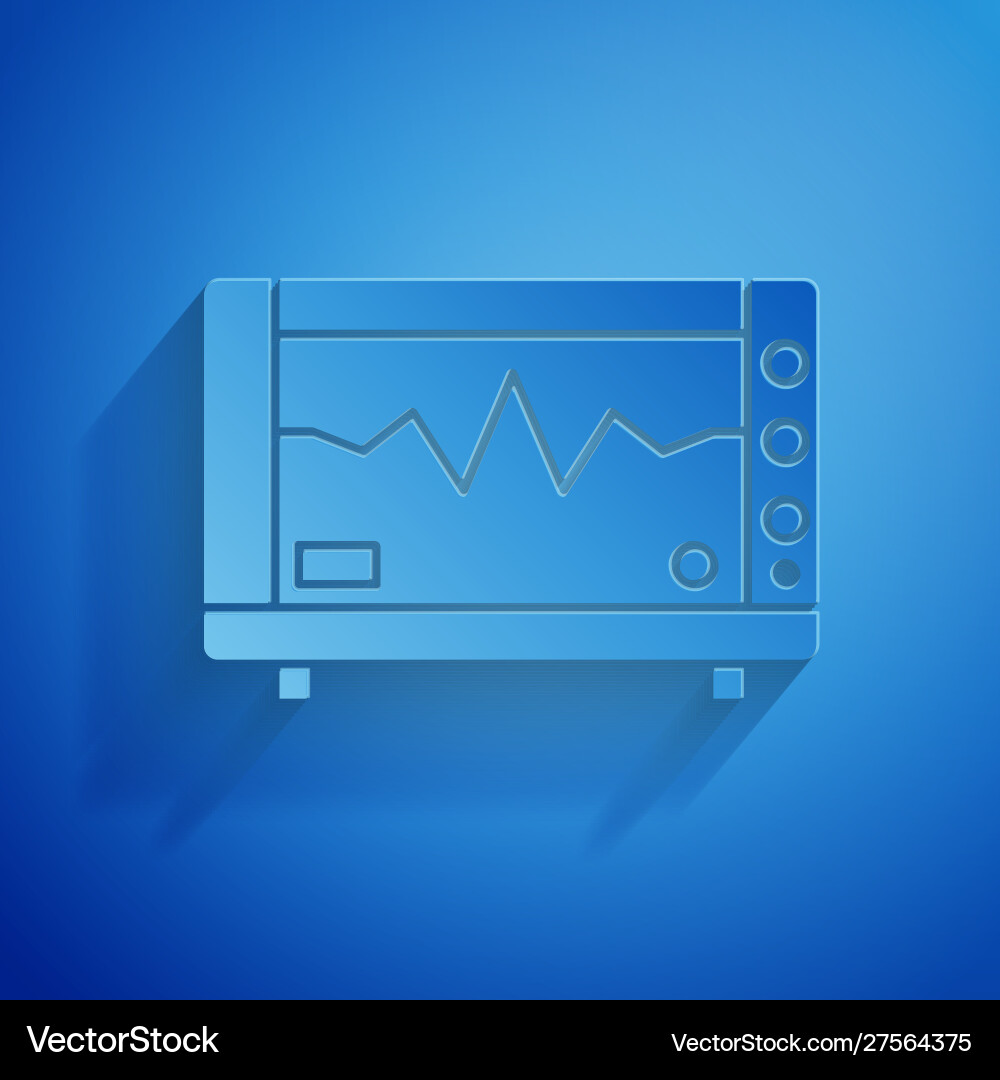 Paper cut computer monitor with cardiogram icon Paper cut computer monitor with cardiogram icon vector image
