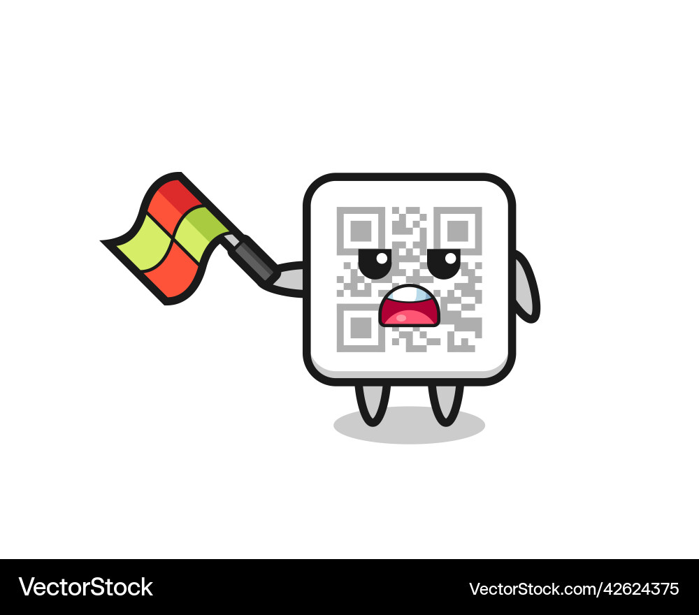 Qr code cartoon as the line judge hold flag Qr code cartoon as the line judge hold flag Vector Image