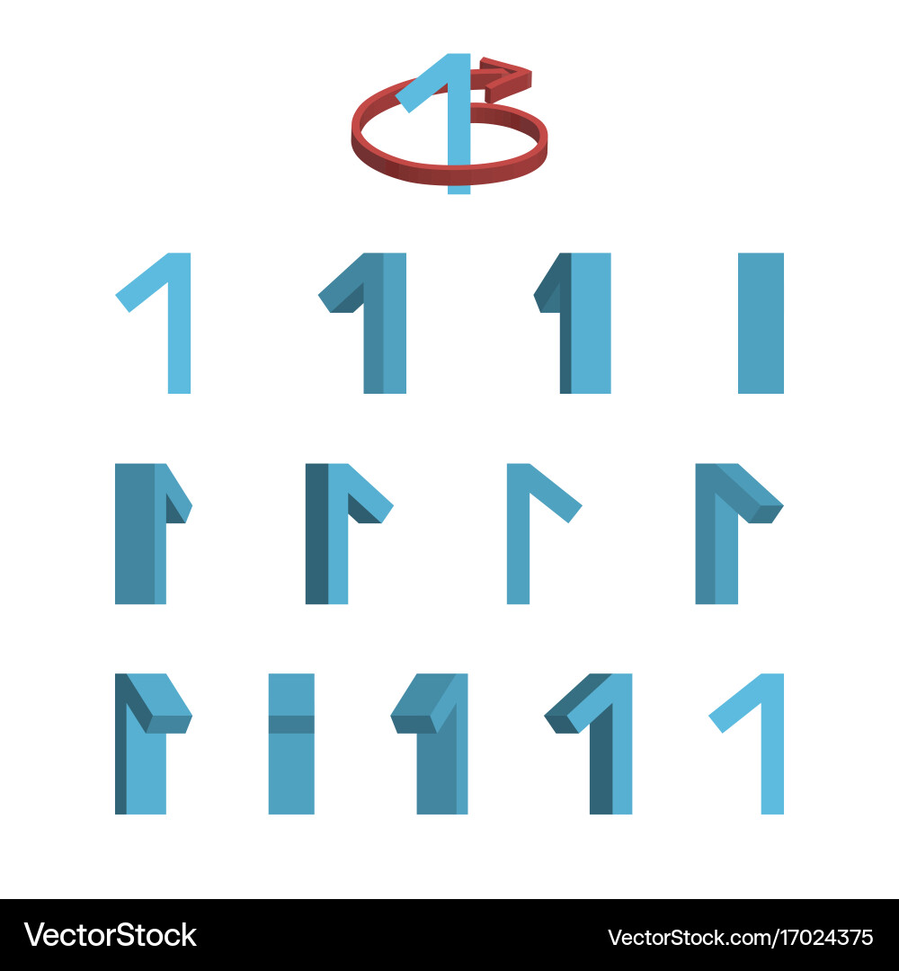 Rotating Number One - Sprite Set vector image