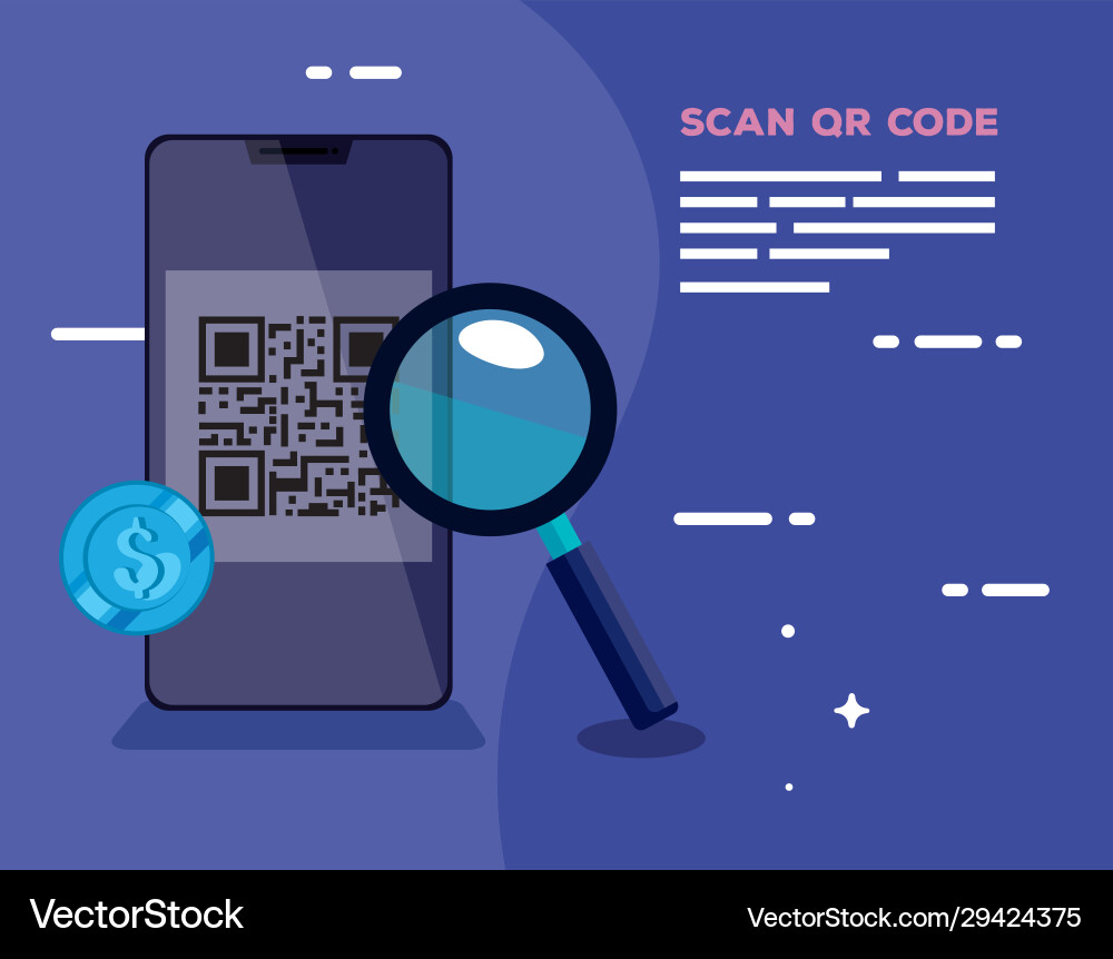 Scan code qr with smartphone Scan code qr with smartphone vector image